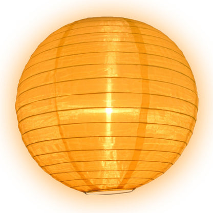 Lit Gold Shimmering Nylon Lantern, Even Ribbing, Durable, Hanging