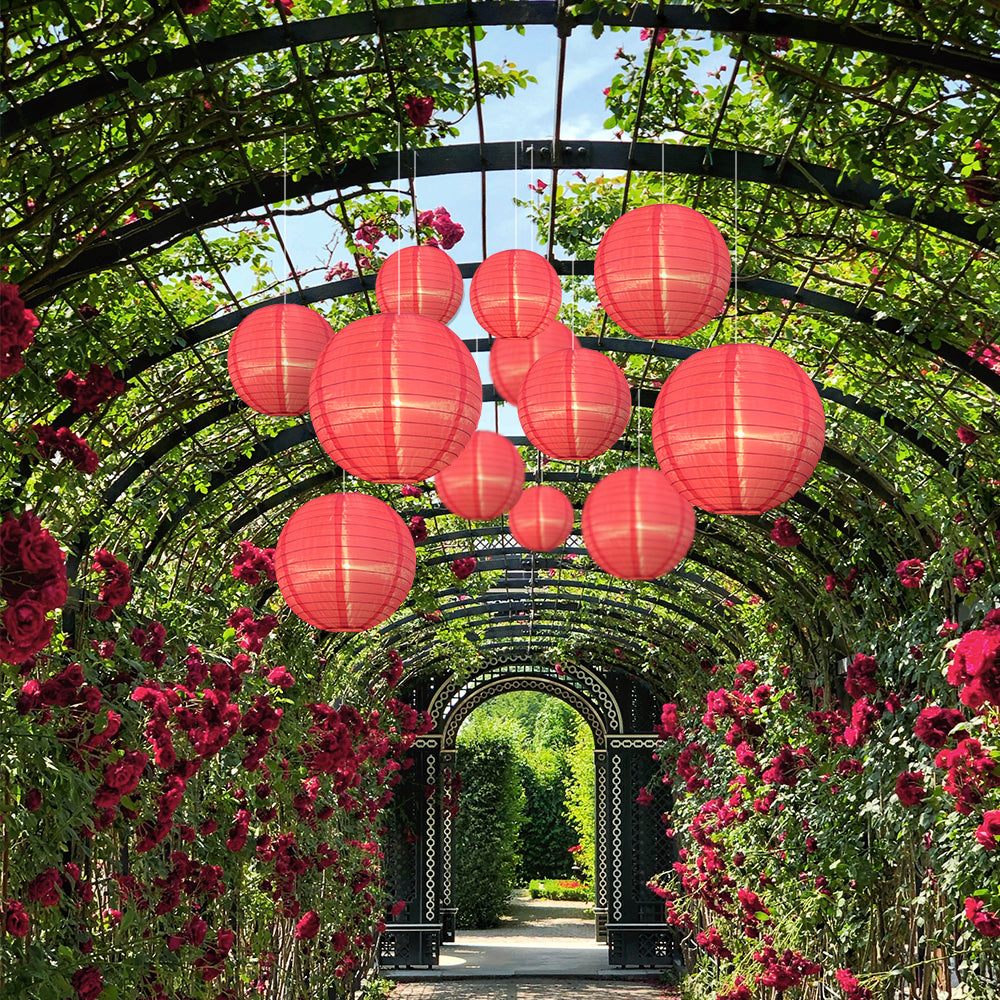 Ultimate 20-Piece Hot Pink Nylon Lantern Party Pack - Assorted Sizes of 6", 8", 10", 12" (5 Round Lanterns Each) for Weddings, Events and Décor