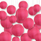 Ultimate 20-Piece Hot Pink Nylon Lantern Party Pack - Assorted Sizes of 6", 8", 10", 12" (5 Round Lanterns Each) for Weddings, Events and Décor