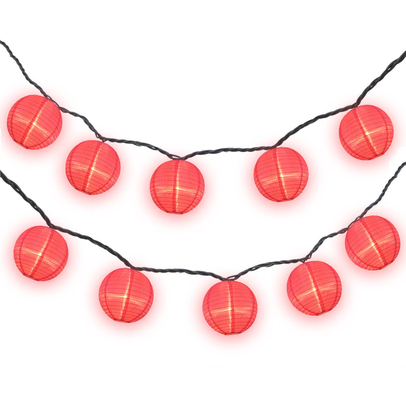 4" Hot Pink Round Shimmering Nylon Lantern Party String Lights (8FT, Expandable)