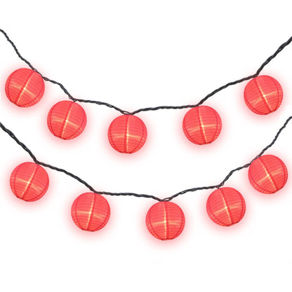 4" Hot Pink Round Shimmering Nylon Lantern Party String Lights (8FT, Expandable)