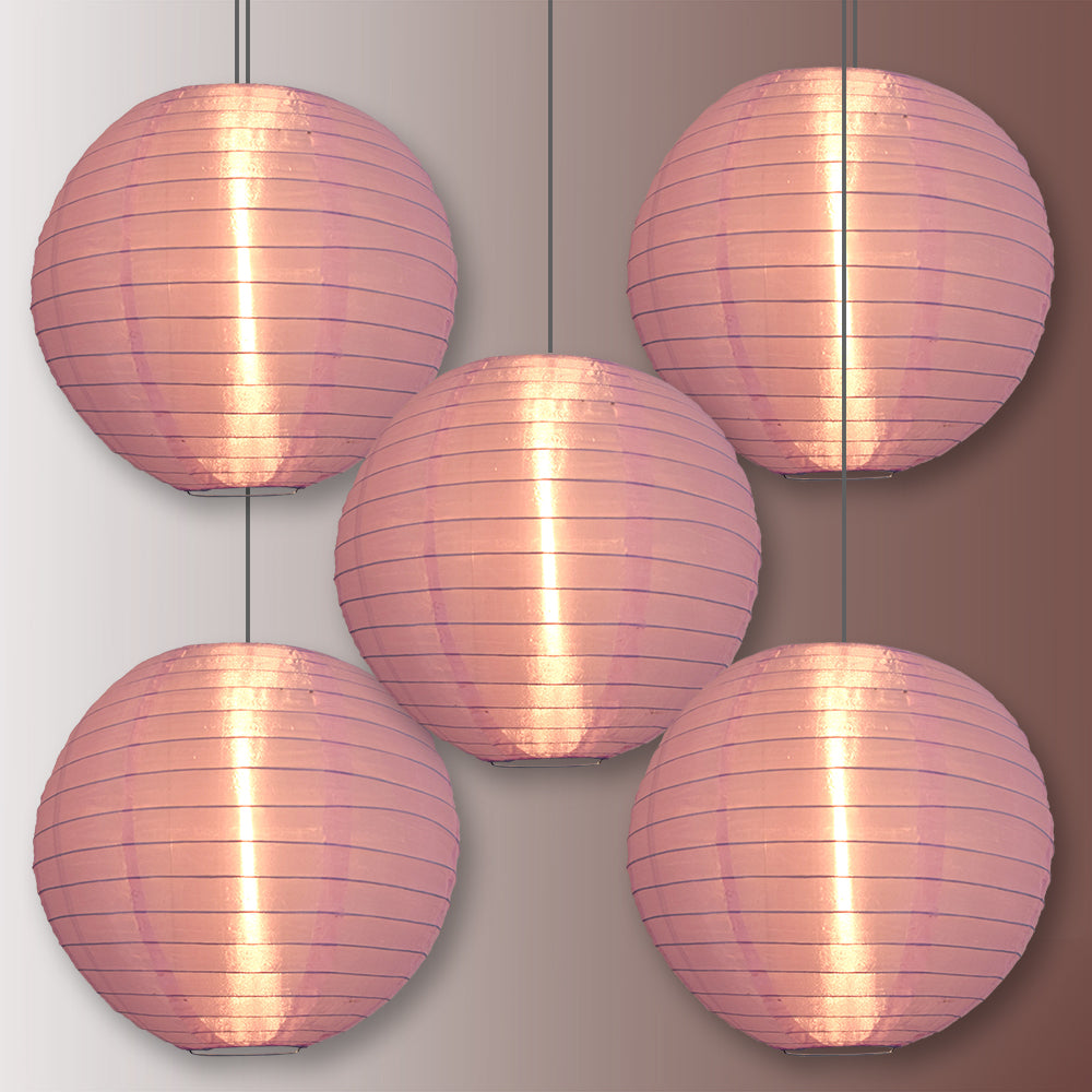 BULK PACK (5) 10" Light Purple Shimmering Nylon Lantern, Even Ribbing, Durable, Hanging
