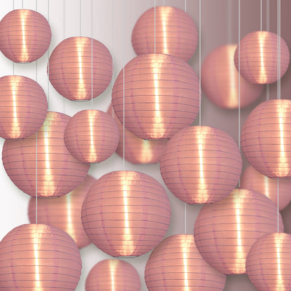 Ultimate 20-Piece Light Purple Nylon Lantern Party Pack - Assorted Sizes of 6", 8", 10", 12" (5 Round Lanterns Each) for Weddings, Events and Décor