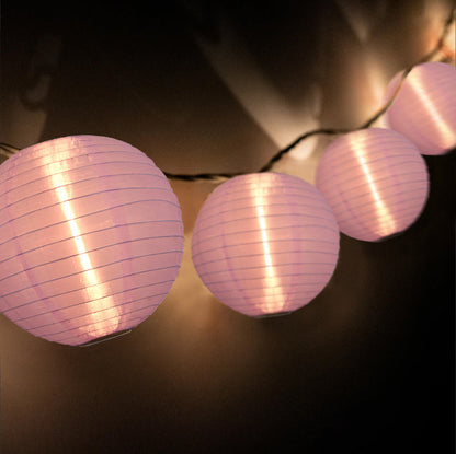 BLOWOUT 4" Light Purple Round Shimmering Nylon Lantern Party String Lights (8FT, Expandable)