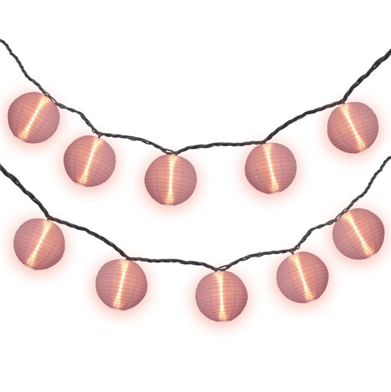 4" Light Purple Round Shimmering Nylon Lantern Party String Lights (8FT, Expandable)