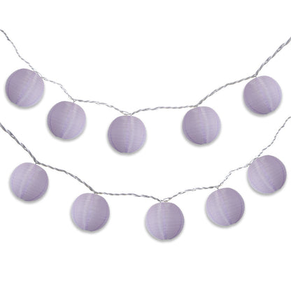 BLOWOUT 4" Light Purple Round Shimmering Nylon Lantern Party String Lights (8FT, Expandable)