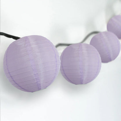 BLOWOUT 4" Light Purple Round Shimmering Nylon Lantern Party String Lights (8FT, Expandable)