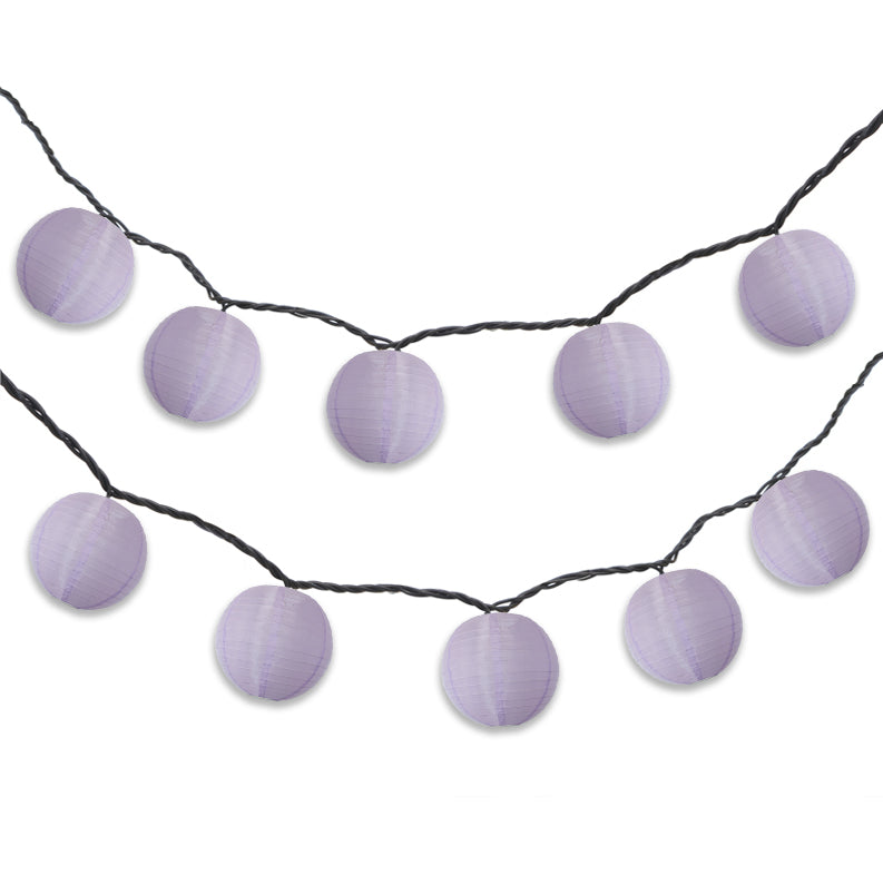 BLOWOUT 4" Light Purple Round Shimmering Nylon Lantern Party String Lights (8FT, Expandable)