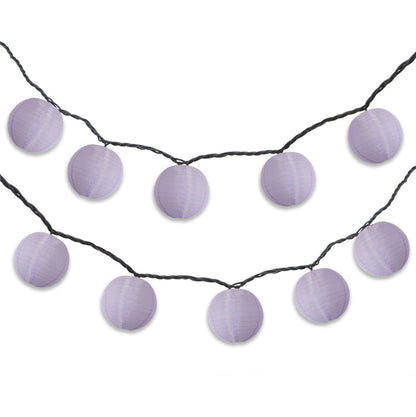 BLOWOUT 4" Light Purple Round Shimmering Nylon Lantern Party String Lights (8FT, Expandable)