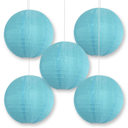 5-PACK 10" Baby Blue Shimmering Nylon Lantern, Even Ribbing, Durable, Hanging