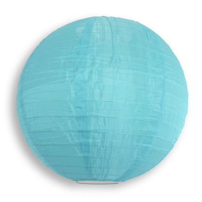 BULK PACK (12) 14" Baby Blue Shimmering Nylon Lantern, Even Ribbing, Durable, Hanging