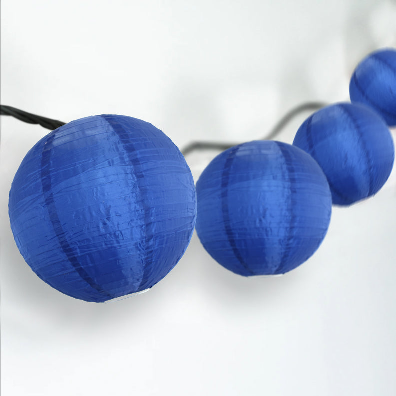 BLOWOUT 4" Navy Blue Round Shimmering Nylon Lantern Party String Lights (8FT, Expandable)