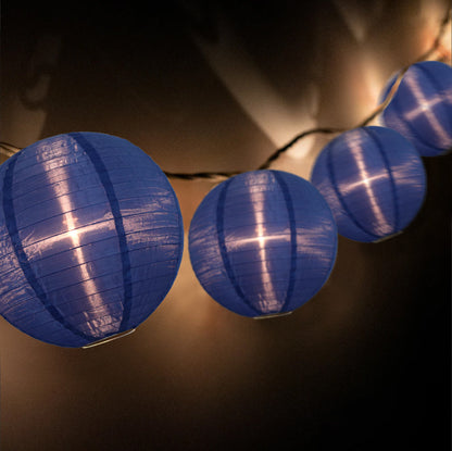 BLOWOUT 4" Navy Blue Round Shimmering Nylon Lantern Party String Lights (8FT, Expandable)