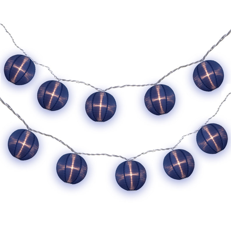 BLOWOUT 4" Navy Blue Round Shimmering Nylon Lantern Party String Lights (8FT, Expandable)