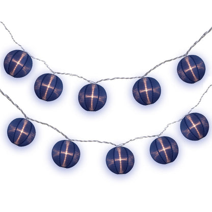 BLOWOUT 4" Navy Blue Round Shimmering Nylon Lantern Party String Lights (8FT, Expandable)