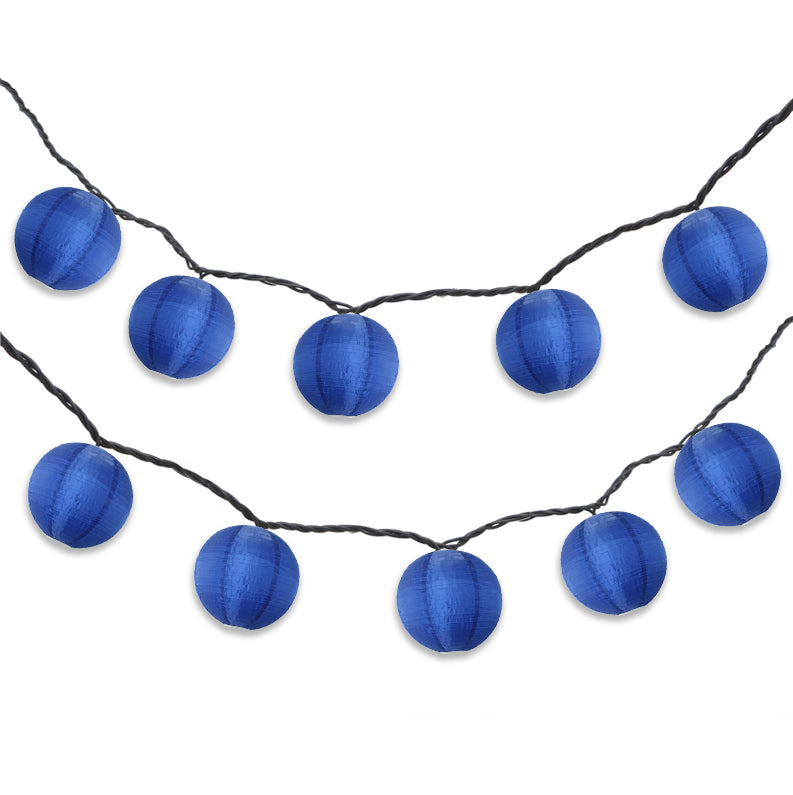 BLOWOUT 4" Navy Blue Round Shimmering Nylon Lantern Party String Lights (8FT, Expandable)