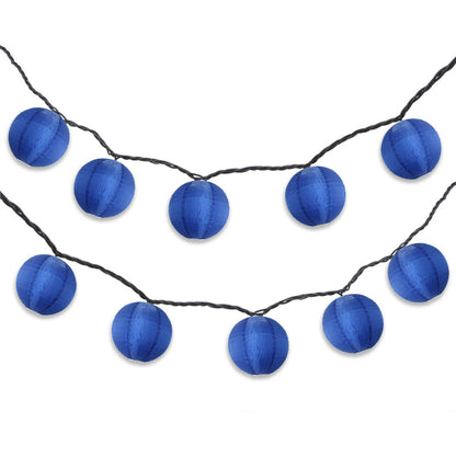 BLOWOUT 4" Navy Blue Round Shimmering Nylon Lantern Party String Lights (8FT, Expandable)