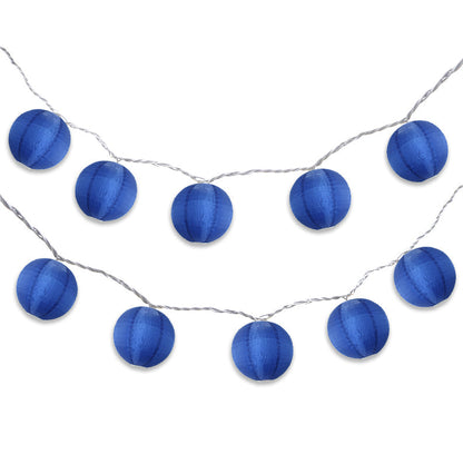 BLOWOUT 4" Navy Blue Round Shimmering Nylon Lantern Party String Lights (8FT, Expandable)