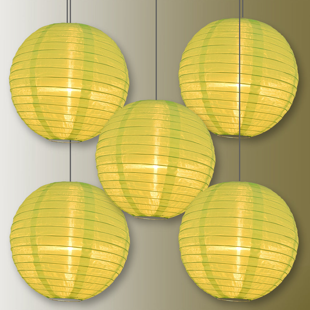 BULK PACK (5) 14" Neon Green Shimmering Nylon Lantern