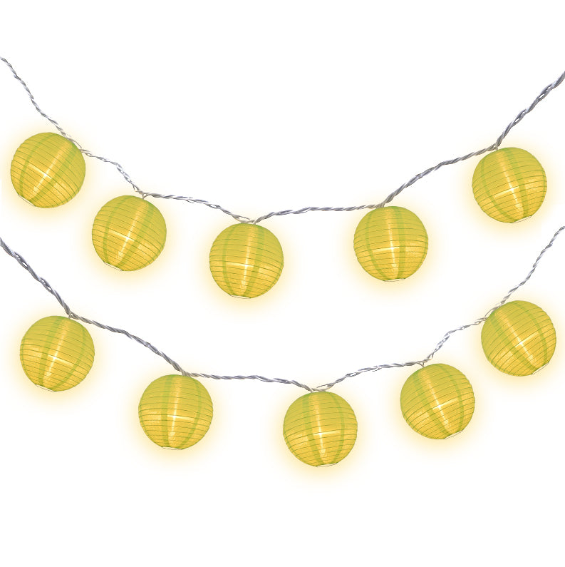 BLOWOUT 4" Neon Green Round Shimmering Nylon Lantern Party String Lights (8FT, Expandable)