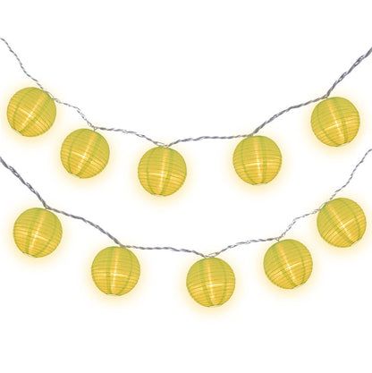 BLOWOUT 4" Neon Green Round Shimmering Nylon Lantern Party String Lights (8FT, Expandable)
