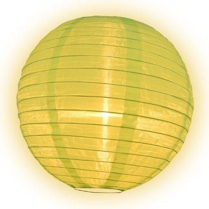 24 Inch Neon Green Shimmering Nylon Lantern, Even Ribbing, Durable, Hanging - LunaBazaar.com - Discover. Celebrate. Decorate.