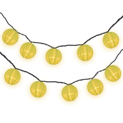 4" Neon Green Round Shimmering Nylon Lantern Party String Lights (8FT, Expandable)