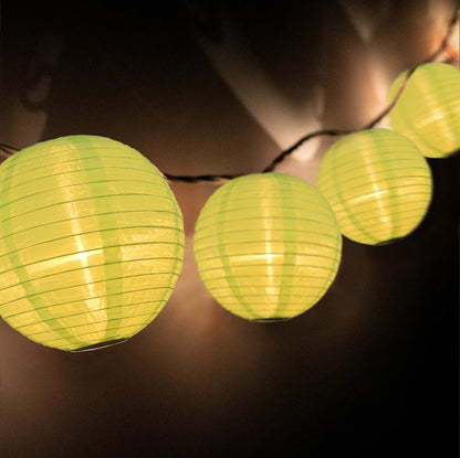 BLOWOUT 4" Neon Green Round Shimmering Nylon Lantern Party String Lights (8FT, Expandable)