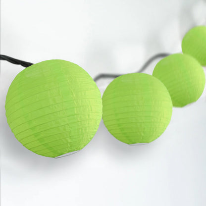 BLOWOUT 4" Neon Green Round Shimmering Nylon Lantern Party String Lights (8FT, Expandable)
