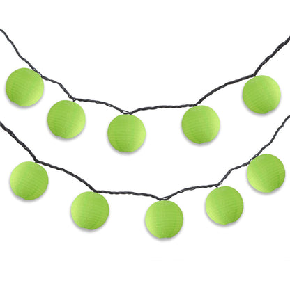 BLOWOUT 4" Neon Green Round Shimmering Nylon Lantern Party String Lights (8FT, Expandable)