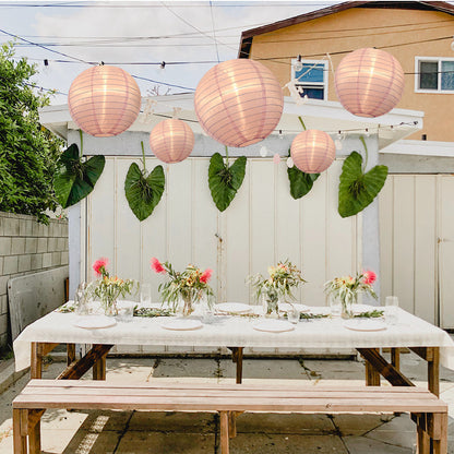 Ultimate 20-Piece Pink Nylon Lantern Party Pack - Assorted Sizes of 6", 8", 10", 12" (5 Round Lanterns Each) for Weddings, Events and Décor