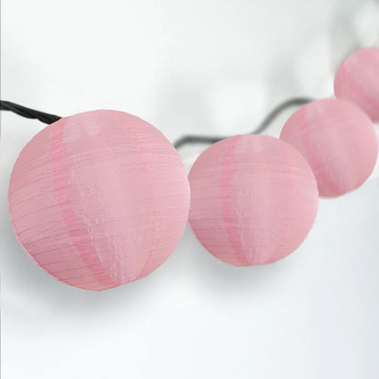 BLOWOUT 4" Pink Round Shimmering Nylon Lantern Party String Lights (8FT, Expandable)