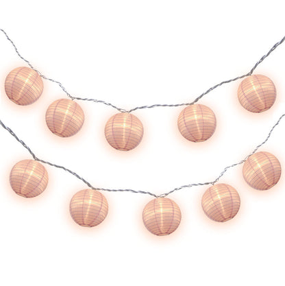 BLOWOUT 4" Pink Round Shimmering Nylon Lantern Party String Lights (8FT, Expandable)