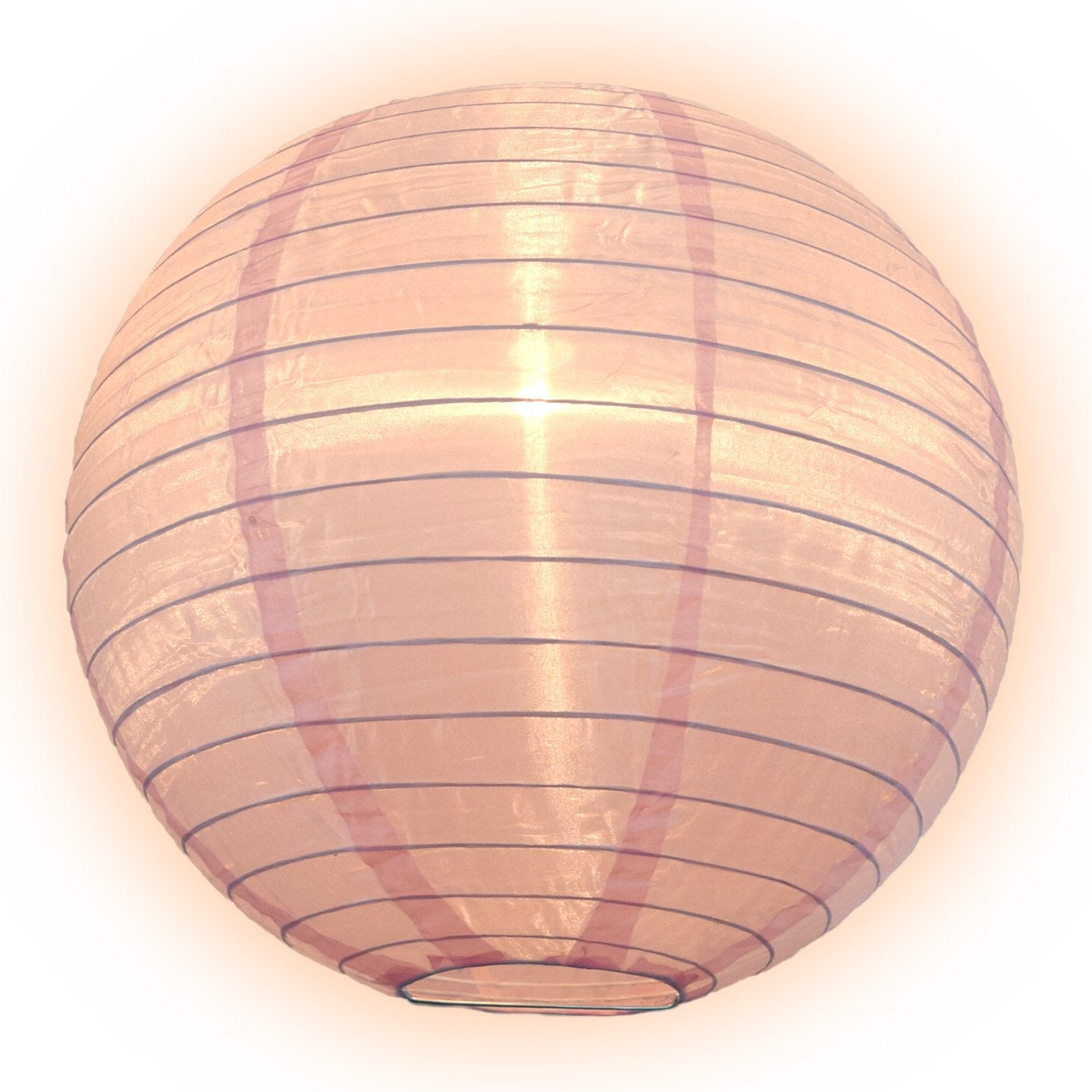 Lit Pink Shimmering Nylon Lantern, Even Ribbing, Durable, Hanging