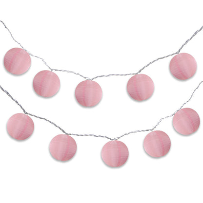 BLOWOUT 4" Pink Round Shimmering Nylon Lantern Party String Lights (8FT, Expandable)