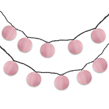 BLOWOUT 4" Pink Round Shimmering Nylon Lantern Party String Lights (8FT, Expandable)