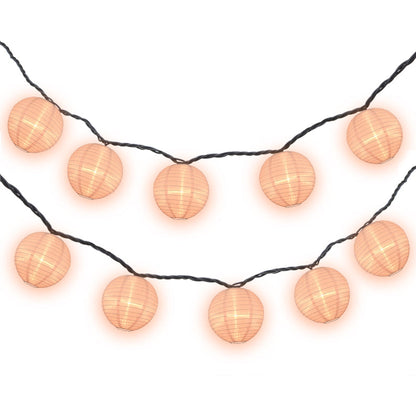 4" Rose Quartz Pink Round Shimmering Nylon Lantern Party String Lights (8FT, Expandable)
