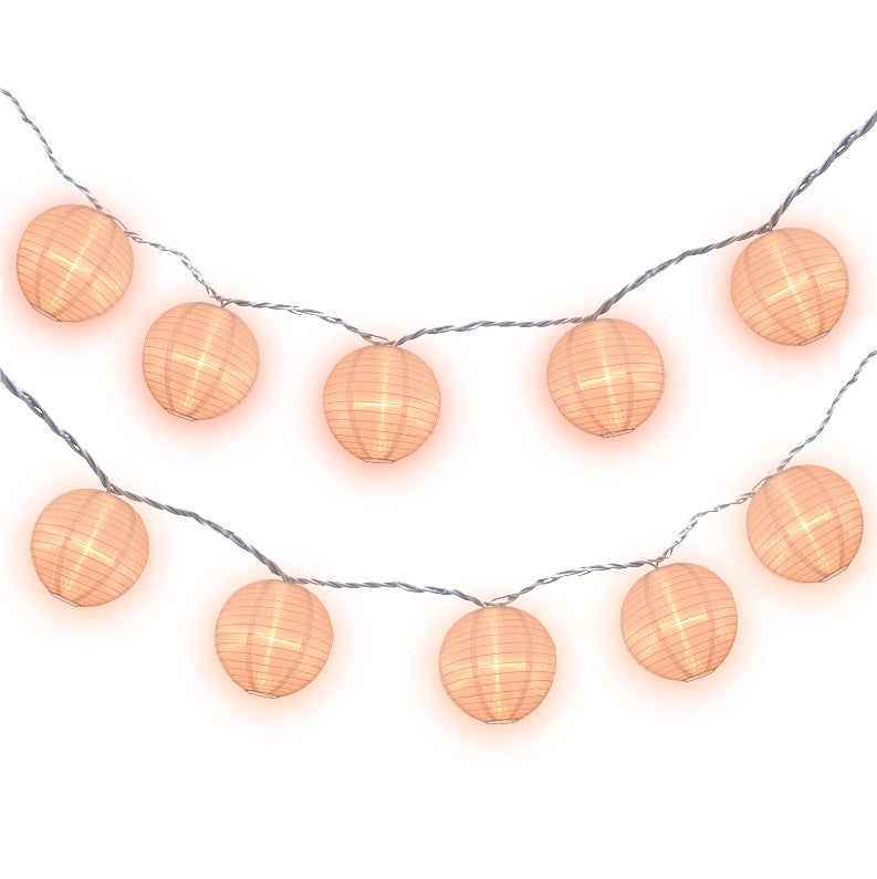 BLOWOUT 4" Rose Quartz Pink Round Shimmering Nylon Lantern Party String Lights (8FT, Expandable)
