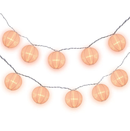BLOWOUT 4" Rose Quartz Pink Round Shimmering Nylon Lantern Party String Lights (8FT, Expandable)