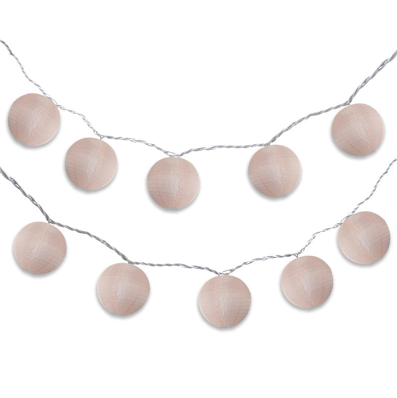 BLOWOUT 4" Rose Quartz Pink Round Shimmering Nylon Lantern Party String Lights (8FT, Expandable)
