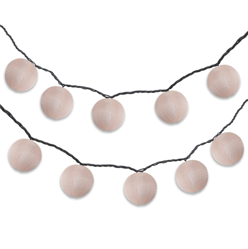 BLOWOUT 4" Rose Quartz Pink Round Shimmering Nylon Lantern Party String Lights (8FT, Expandable)