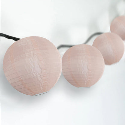 BLOWOUT 4" Rose Quartz Pink Round Shimmering Nylon Lantern Party String Lights (8FT, Expandable)