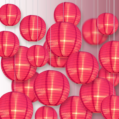Ultimate 20-Piece Ultra Violet Nylon Lantern Party Pack - Assorted Sizes of 6", 8", 10", 12" (5 Round Lanterns Each) for Weddings, Events and Décor