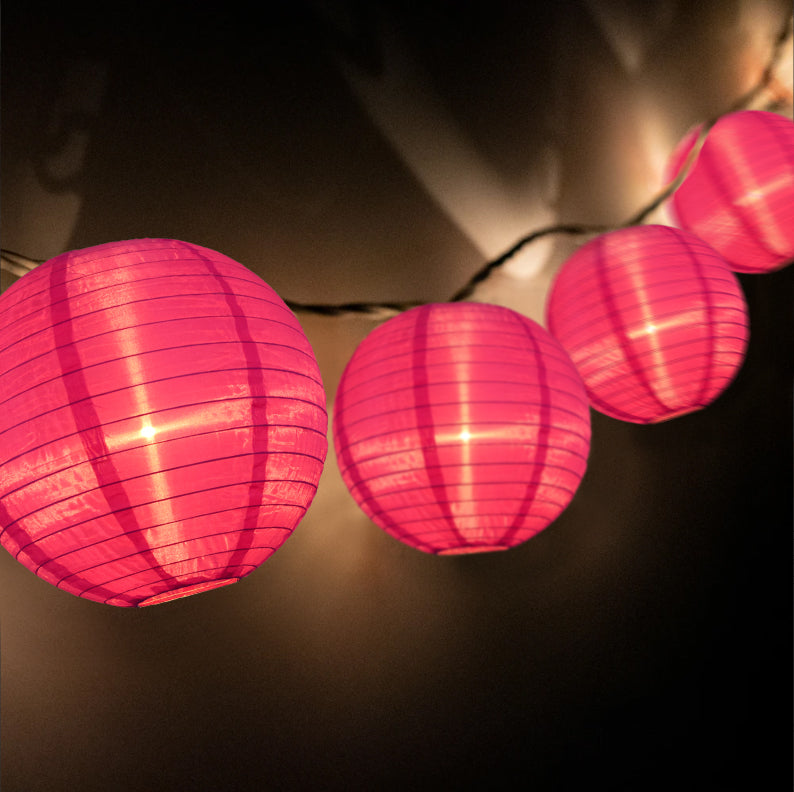 BLOWOUT 4" Violet Round Shimmering Nylon Lantern Party String Lights (8FT, Expandable)