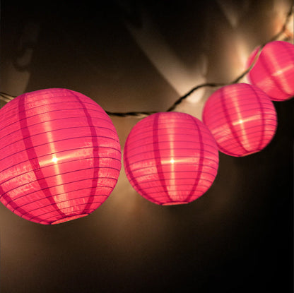 BLOWOUT 4" Violet Round Shimmering Nylon Lantern Party String Lights (8FT, Expandable)