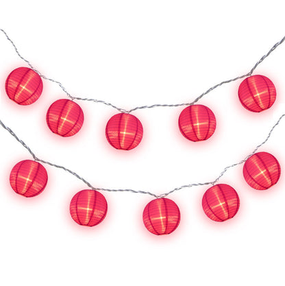 BLOWOUT 4" Violet Round Shimmering Nylon Lantern Party String Lights (8FT, Expandable)