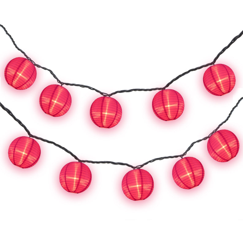 4" Violet Round Shimmering Nylon Lantern Party String Lights (8FT, Expandable)