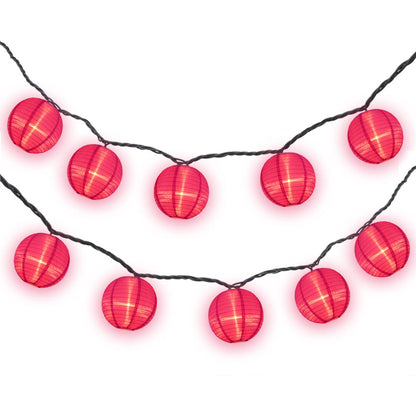 4" Violet Round Shimmering Nylon Lantern Party String Lights (8FT, Expandable)