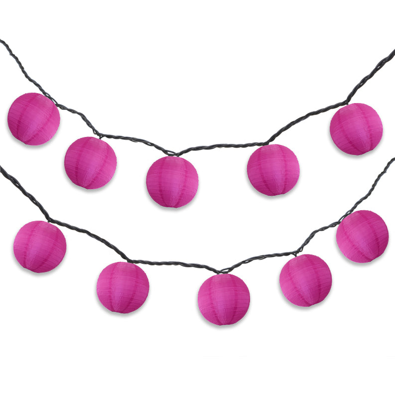 BLOWOUT 4" Violet Round Shimmering Nylon Lantern Party String Lights (8FT, Expandable)