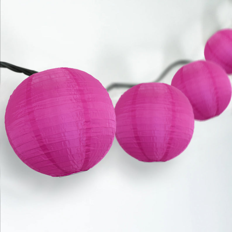 BLOWOUT 4" Violet Round Shimmering Nylon Lantern Party String Lights (8FT, Expandable)
